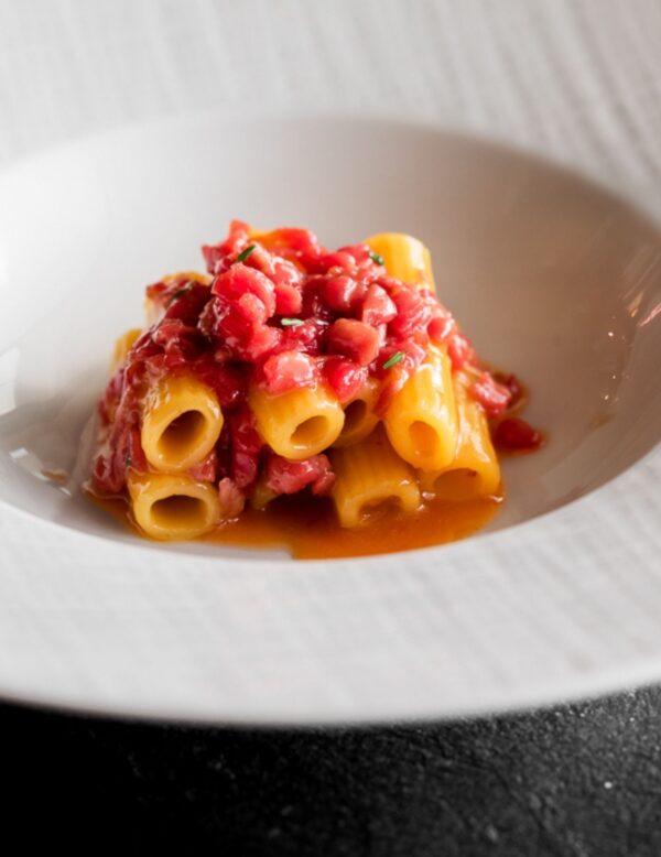 Maccheroni al ragù scomposto